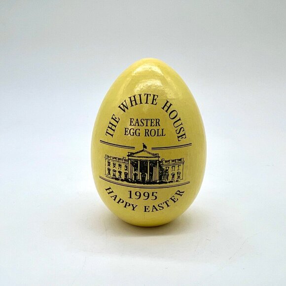 1995 White House Easter Egg Roll Bill Hillary Clinton Yellow Event Egg - Picture 1 of 6